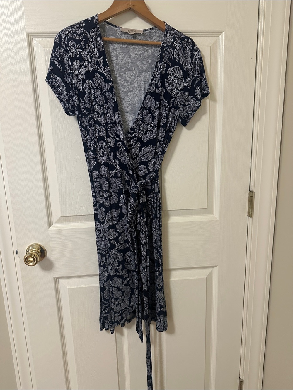 LOFT Navy Floral Wrap Dress